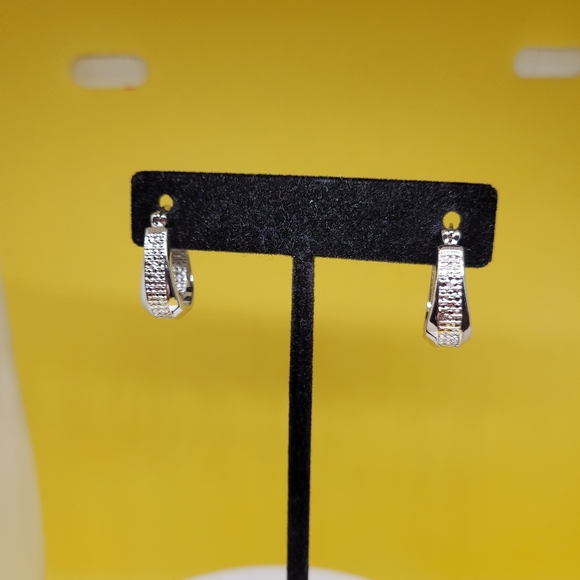 NWOT 14k WGF 0.02ctw Genuine Diamond Accent Hoop Pierced Earrings - Picture 1 of 9